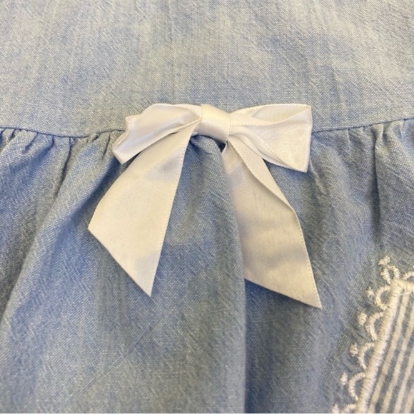 Vintage Buster Brown Chambray Bubble Romper Rosebud Accents Light Blue Sz 6-9 mo - Picture 8 of 15